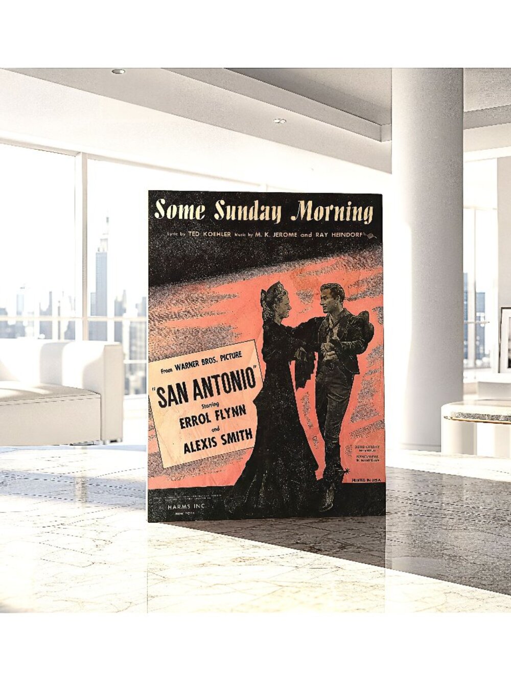 Vintage Some Sunday Morning Sheet Music San Antonio Errol Flynn 9x12